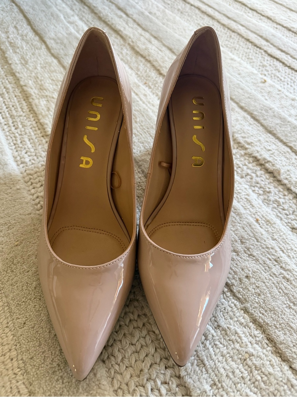 Unisa Blush Patent Pointed-Toe Pumps 7.5